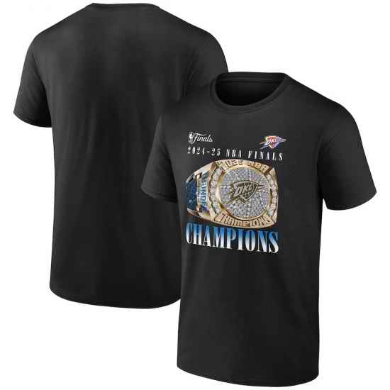 Men Oklahoma City Thunder Black 2025 Finals Champions Inbound Pass Ring T Shirt